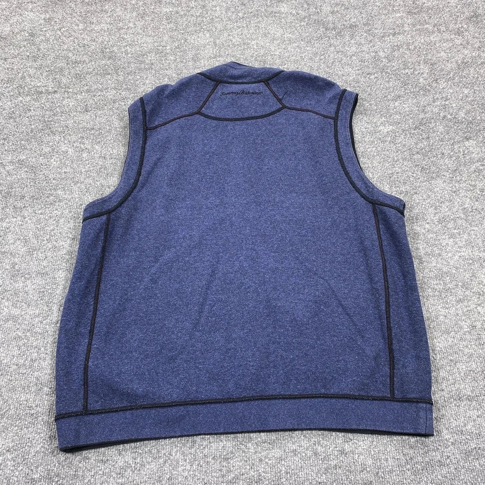Tommy Bahama Sweater Vest Mens XL Blue Reversible Full Zip Mock Neck Casual